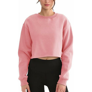 Sudadera Corta de Algodón Transpirable de Alta Calidad para Mujer, Personalizada para Gimnasio y Fitness, Cuello Redondo, Color Gris - Product Image 2