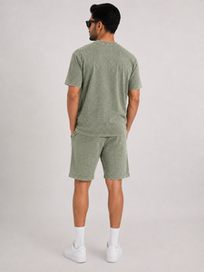 Men Acid Wash Summer <b>Set</b> Oversized Casual Outfit Featuring Acid Wash T Shirt And Matching Shorts For Streetwear Travel Beach - Product Image 4