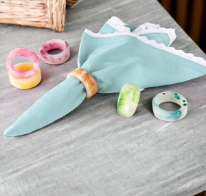 Anneaux de serviette en résine, artisanat 100% fait main, anneau de serviette en résine époxy, objet décoratif de table, fournisseur en gros - Product Image 1