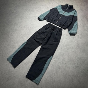 Mens Black Green Winter Tracksuit Set <b>Zip</b> Jacket Pants Two Piece Outfit Streetwear Fashion Casual Sportswear 100% Cotton - Product Image 1