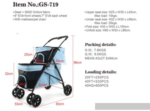 Poussette pliable VICO Two Pets, légère, durable, 4 roues, imperméable, fermeture à bouton, pliage rapide, maille transparente - Product Image 4