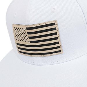 Gorra Snapback Off White de 6 Paneles con Aplique de Bandera Americana en el Panel Frontal, Unisex, Estilo Casual Urbano, Ajustada, para Adultos - Product Image 4