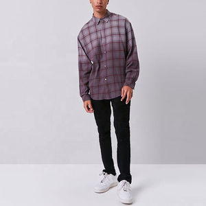 Chemises décontractées pour hommes, coupe ajustée, manches longues, en flanelle à carreaux avec doublure sergé, coton/polyester, personnalisables, avec étiquette de soin sur mesure – Tendance actuelle - Product Image 2