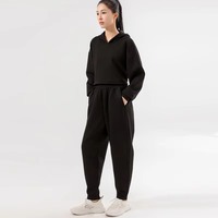 Ensemble de survêtement pour femme en coton-polyester épais, coupe ample et confortable, comprenant un sweat à capuche et un pantalon de jogging à taille élastique