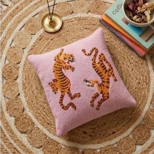 Housse de coussin carrée brodée motif tigre, style vintage, décoration d'intérieur, taie d'oreiller en mélange laine acrylique, vente chaude - Product Image 6