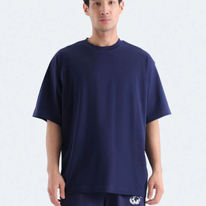 Camiseta Oversize de Algodón para Hombre, Estilo Urbano, Ajuste Holgado, Tejido Pesado, Lisa, con Estampado Personalizado, Proveedor al por Mayor - Product Image 1