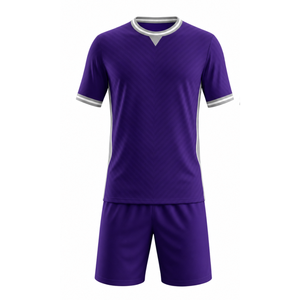 Uniforme de fútbol de alta calidad color púrpura real con ribetes plateados y blancos, uniforme de fútbol sublimado - Product Image 1