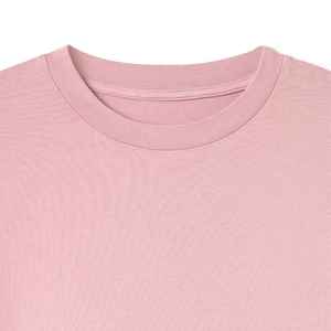 Camiseta de Algodón Rosa Oversize para Hombre, Manga Corta, Cuello Redondo, Casual, Color Sólido, Tejido Jersey, Teñido Liso - Product Image 3
