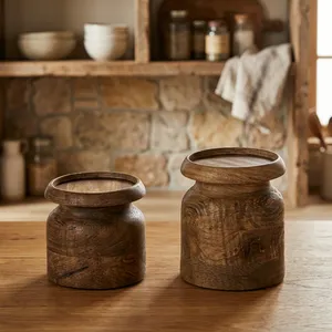 Modern <b>Wooden</b> Base Candle Holder Set of 3 Minimalist Gold Finish Taper Candles Living Room Decor - Product Image 5