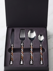 Juego de cubiertos vintage con mango trenzado, cubiertos metálicos aptos para lavavajillas, vajilla elegante para bodas, juego de cucharas, tenedores y cuchillos. - Product Image 6