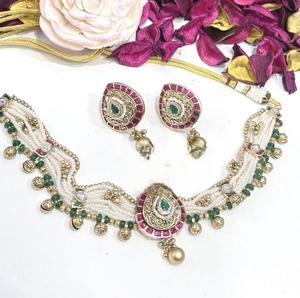 Ensemble collier et boucles d'oreilles en moissanite plaqué or, qualité supérieure, magnifique et glamour, pour mariage, bijoux pour femmes et filles - Product Image 2