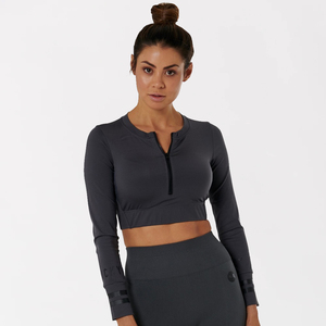 <b>Women's</b> Long Sleeve Seamless Yoga Crop <b>Top</b> Set High Waist <b>Compression</b> Leggings Gym Fitness Workout Activewear Sportswear - Product Image 5