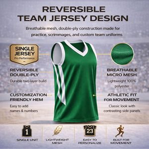 Camiseta de Baloncesto Reversible para Hombre – Camiseta Deportiva Ligera y Transpirable de Malla para Entrenamiento Atlético - Product Image 5