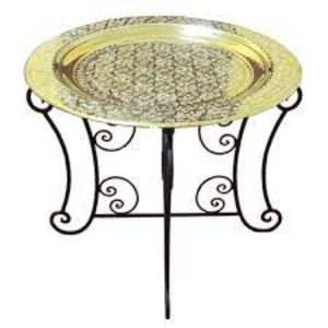 Mesa Marroquí de la Mejor Calidad, Hecha de Madera, con Patas de Diseño Único y Base de Metal Chapado en Oro, Decoración para el Hogar, Hotel, Sala de Estar - Product Image 6