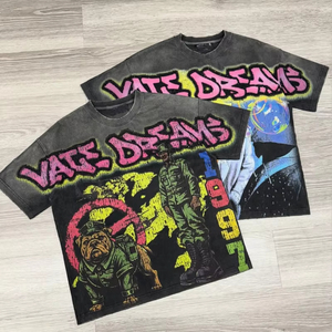 เสื้อยืดโอเวอร์ไซส์สไตล์วินเทจ ผ้าคอตตอน ปักลายโลโก้แบบ DTG  ขายส่ง สำหรับผู้ชายและผู้หญิง - Product Image 4