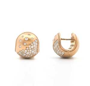 Lab Diamond Brilliant Cut Solitaire <b>Hoop</b> <b>Earring</b> Pave Set IGI Certified Statement Sparkling Custom 18K <b>Solid</b> Gold Matte Finish - Product Image 3