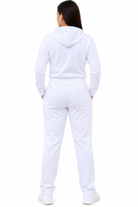 Ensemble de survêtements pour femmes et hommes : vestes courtes à capuche zippées multi-panneaux et pantalons de survêtement pour le sport, le fitness et les activités de plein air - Product Image 2