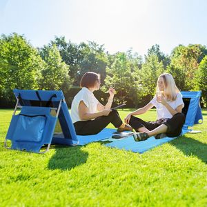 Portatile Pieghevole 174x54cm Blu Sedia Lounge Esterno in Tessuto Oxford Telaio in Ferro Culla reclinabile in Rete per Patio Spiaggia - Product Image 3