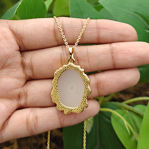 Gemstone Labradorite Turquoise Fancy Shape Pendant 18k Gold Plated Brass Material 22-Inch <b>Cable</b> Chain Lobster Clasp Women's - Product Image 5