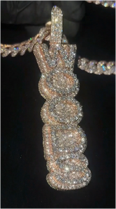 Colgantes de Hip Hop Iced Out Más Populares, Colgante Vertical con Nombre, Plata 925, Diamante Moissanita D VVS, Colgante de Letra con Moissanita - Product Image 3