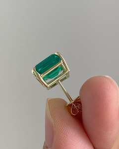 Magníficos Pendientes de Esmeralda de 3.0 CTW, Corte Esmeralda, Circonita Cúbica, Oro Sólido de 14K, Joyería Elegante para Uso Diario, Regalo para Esposa - Product Image 4