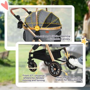 Grande Passeggino per Animali Domestici in Alluminio con Chiusura a Bottone, Regolabile e Pieghevole, Impermeabile per il Trasporto di Cani all'Aperto - Product Image 4