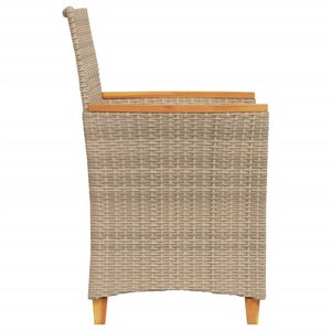 Ensemble de chaises de patio 2 pièces beige en poly rotin durable et bois massif avec coussins confortables - Product Image 6