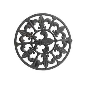 Cast Iron Fish Trivet Antique Green Hollow Out Hot Pad Nonslip Metal Coastal Pot Holder Heavy Duty Kitchen Dining Heat <b>Mat</b> - Product Image 4