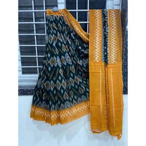 FANCY LINEN DIGITAL PRINT WORK <b>SAREE</b> WITH UNSTITCHED BOLUSE <b>YELLOW</b> - Product Image 1
