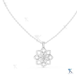 จี้เพชรเลี้ยงในห้องปฏิบัติการ ลายดอกไม้ฉลุลาย สร้อยคอทองคำแท้ 14K 18K สำหรับผู้หญิง ดีไซน์ดอกบัว ผู้ผลิตเครื่องประดับขายส่ง - Product Image 6