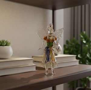 Statuette de fée en verre borosilicate bohème faite à la main, forme irrégulière, couleurs personnalisées, vase de table de Noël, décoration de la maison - Product Image 2