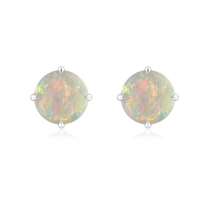 Natural Round <b>Opal</b> Stud <b>Earrings</b> 14kt Solid Gold Solitaire Four Prong Fine Jewelry for Women OEM ODM Wholesale - Product Image 2
