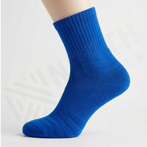 Blue Ankle Socks Solid Color Knitted Breathable Casual Daily Wear for Adults - Product Image 3