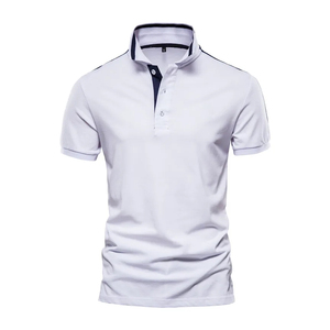 Polo à manches courtes pour homme, couleur unie, coton piqué, décontracté, boutonné, coupe classique, tissu tricoté - Product Image 1