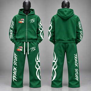 Ensemble de survêtement d'hiver personnalisé Track Stuff, 2 pièces, sweat à capuche zippé et pantalon de jogging, coupe classique, vêtements de sport, polyester/coton, respectueux de l'environnement - Product Image 5