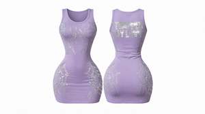 Vestido corto blanco sin mangas con cuello redondo y cintura alta para mujer, ajustado, con estampado de letras, ropa de club - Product Image 6