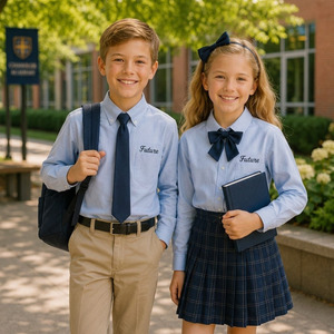 Ensemble d'uniformes scolaires en tissu polycoton pour enfants, logo personnalisé, uniforme d'école primaire, vente en gros - Product Image 6