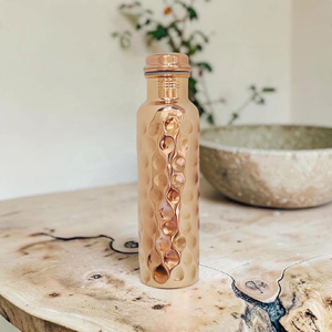 FAIZA CRAFT FC-9783 Hammered Copper Eco-Friendly Modern <b>Water</b> <b>Bottle</b> with Screw Lid Luxury Portable <b>Metal</b> Drinkware - Product Image 3