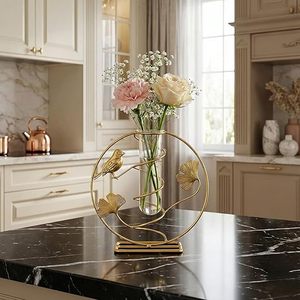 Vase de table moderne en laiton avec motif d'oiseau et d'éventail, idéal pour la décoration intérieure - Product Image 5