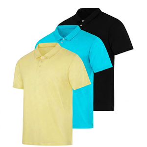 เสื้อโปโลแขนสั้นผู้ชาย ผ้าฝ้าย สีพื้น ระบายอากาศดี ดีไซน์ถักแบบลำลอง ทรงปกติ สีเหลือง น้ำเงิน ดำ - Product Image 4