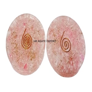 Haute-poli meilleure vente Rose Quartz énergie Orgone caboteur religieux mascotte Style Agate rose guérison pierre précieuse Orgonite tranche - Product Image 1