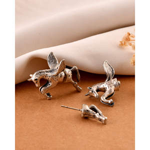 Fulhari Meera Jaipur India Fashion <b>Stud</b> <b>Earrings</b> <b>Silver</b> with Stylish Design - Product Image 3