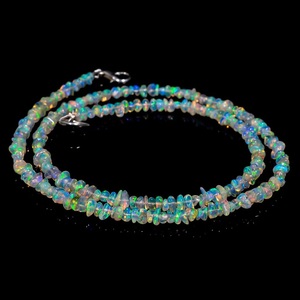 Natural White Ethiopian <b>Opal</b> <b>Necklace</b> with Uncut Drilled Beads 3-4mm Size Irregular Shape 16" Inches - Product Image 3