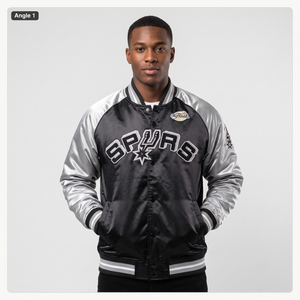 Blouson universitaire pour homme noir et argenté avec lettrage brodé, col montant, décontracté, pour l'hiver, en toile unie, fermeture éclair frontale, style urbain - Product Image 6