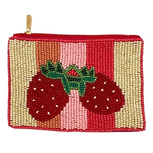 Sac à main rectangulaire en tissu brodé de fleurs rouges avec fermeture éclair dorée pour les soirées - Product Image 2