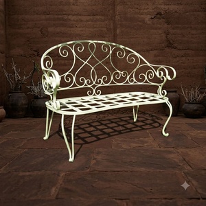 Luxury Classic European Wrought Iron <b>Garden</b> <b>Bench</b> Hand Forged Artistic <b>Metal</b> Seating Powder Coated Outdoor Park 2-Seater KHP - Product Image 1