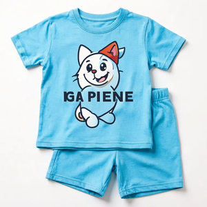 Ensemble Confortable pour Enfants : T-shirt et Short en Coton Respirant et Léger pour l'Été – Taille Personnalisée, Fournisseur OEM - Product Image 1