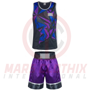 Uniformes de Boxeo de Poliéster de Nuevo Estilo, Uniformes de Boxeo Profesionales Ligeros y Transpirables para Entrenamiento Unisex - Product Image 2