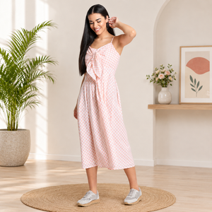 Robe mini sans manches en coton à carreaux roses avec imprimé carte, style décontracté d'été, coupe trapèze, pour femme, personnalisable, fabricant OEM ODM - Product Image 5