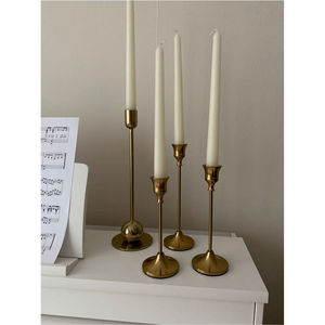 Elegant Brass Finish Candle Stand Metal <b>Tall</b> Tapered <b>Candlestick</b> Holder for Romantic Dinner Party Event Decorative Centerpiece - Product Image 3
